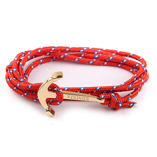 Wholesale Nylon Rope Alloy Anchor Bracelet